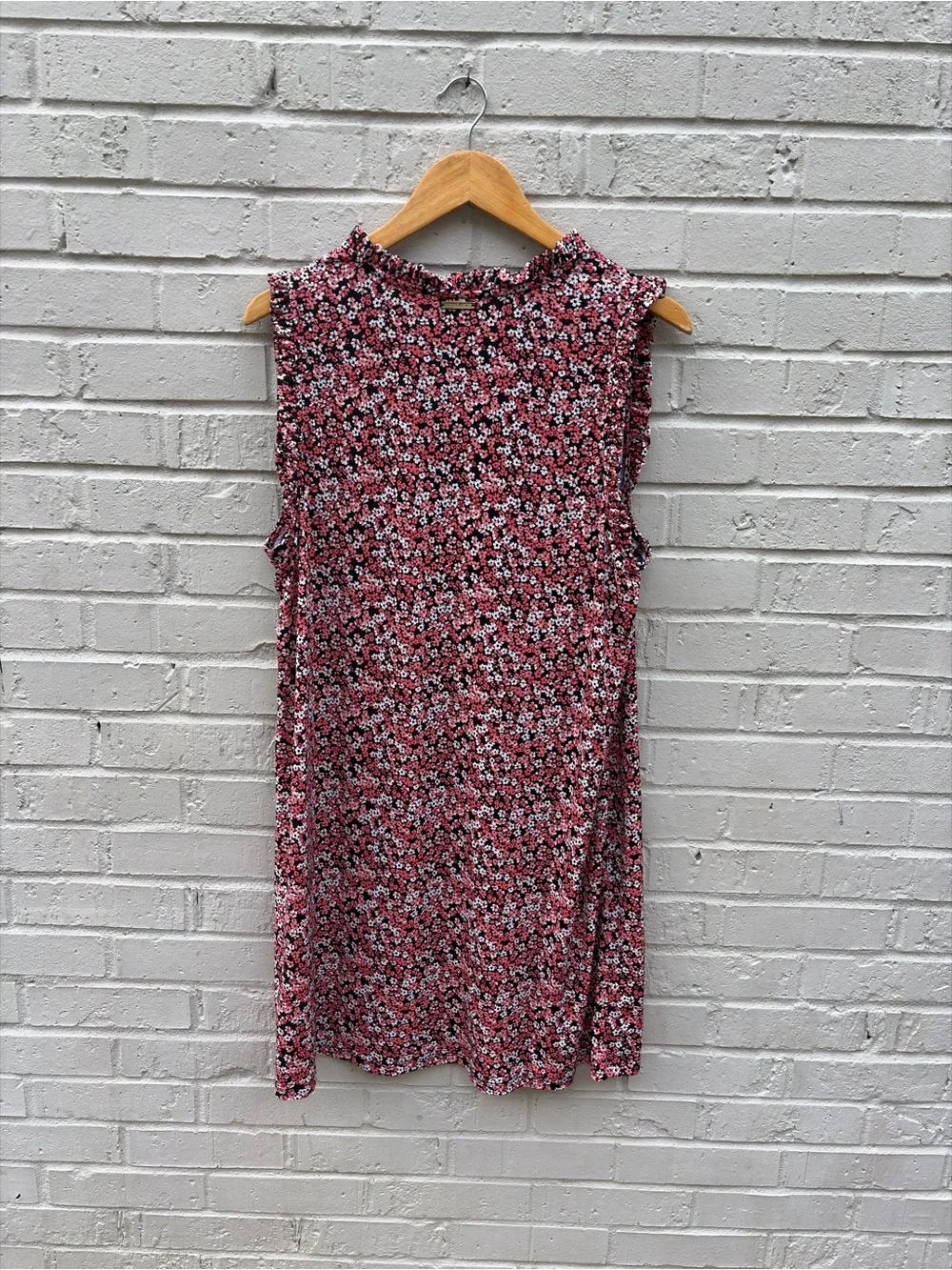 Michael Kors Sleeveless V-Neck Floral Shift Dress - Pink/Black/White